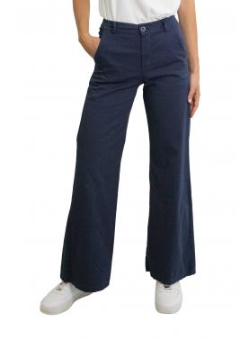 Pantalone chino in cotone con elastico dietro leggero palazzo
